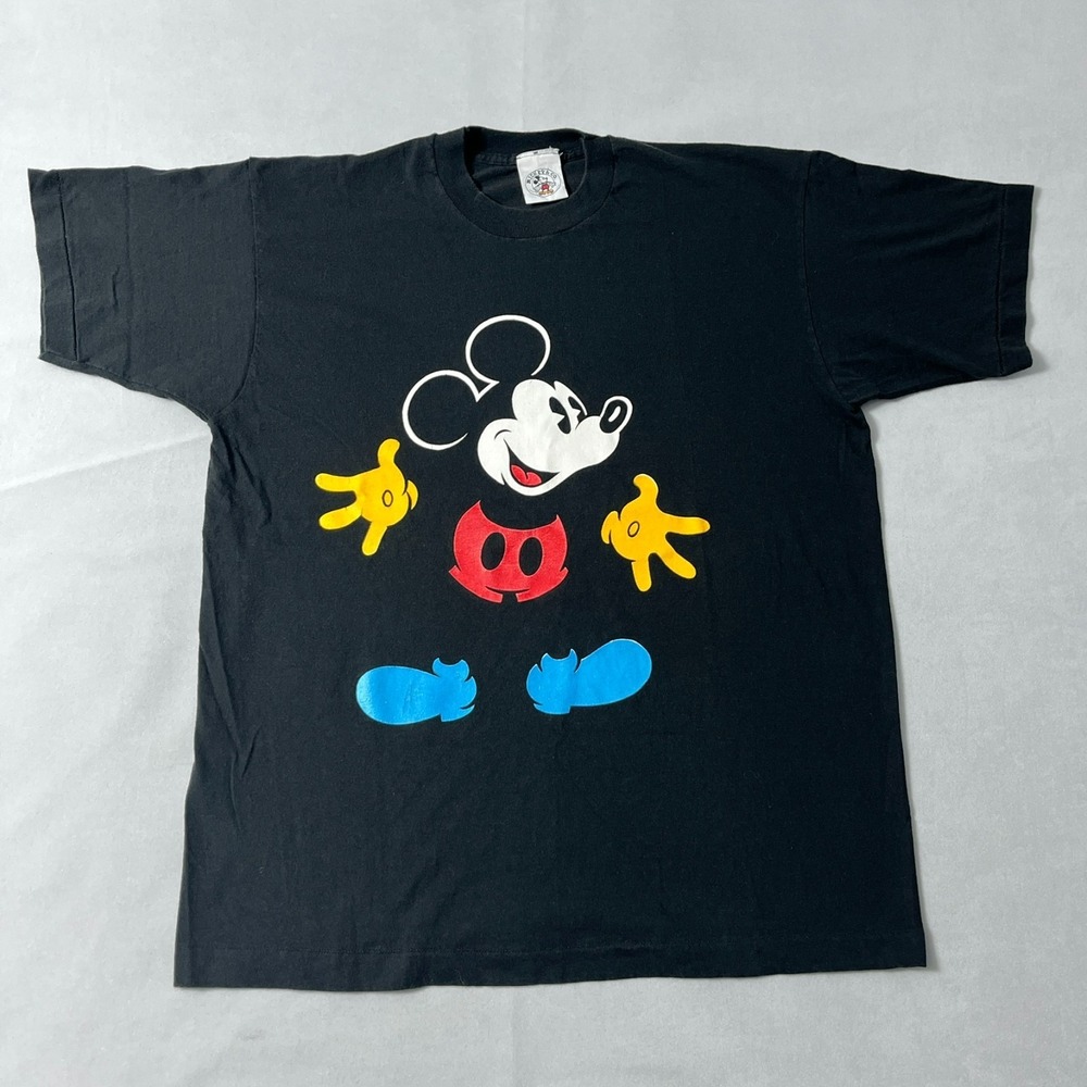 Vintage Disney Mickey & Co T Shirt One Size Black Single‎ Stitch USA 80s 90s